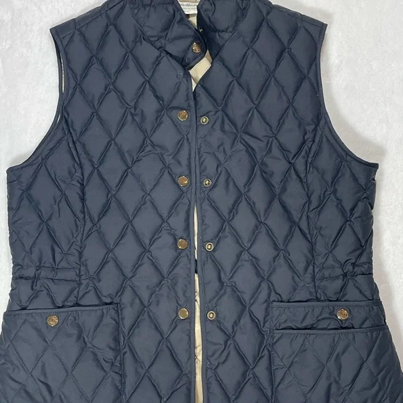 Eddie Bauer Navy Quilted Goosedown Vest - Picture 1 of 14